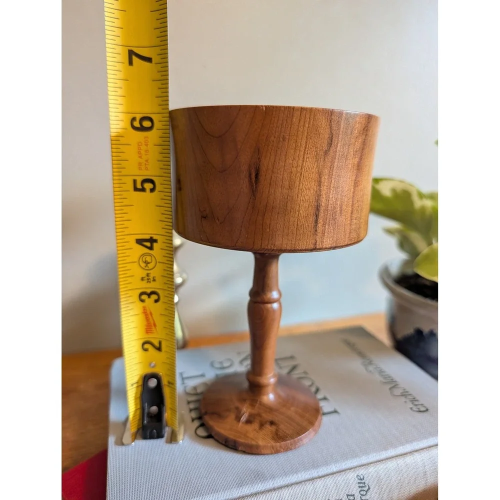 Vintage 1988 Bob Fisher Handmade Myrtlewood Pedestal Goblet Bowl Oregon Wood Art